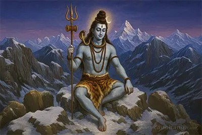 Lord Shiva sitting on Mount Kailash
